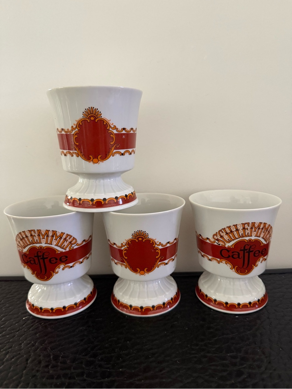 Coffee Cups Mitterteich Bavaria Porcelain Cup Schlemmer 
German set of 4